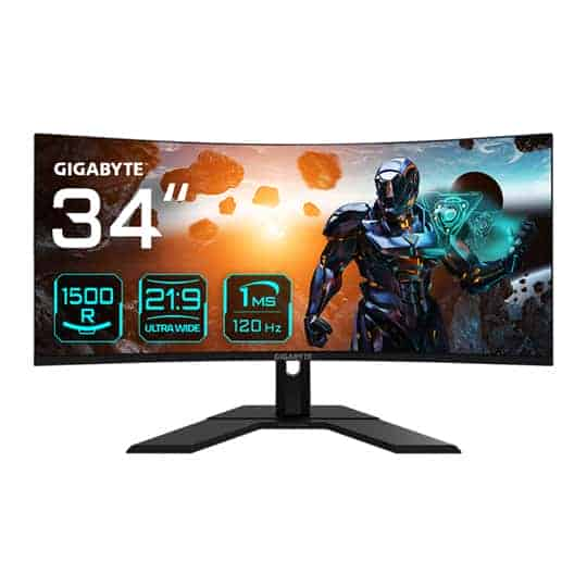 Gigabyte 34" GS34WQC WQHD 120Hz FreeSync Premium VA Curved Gaming Monitor